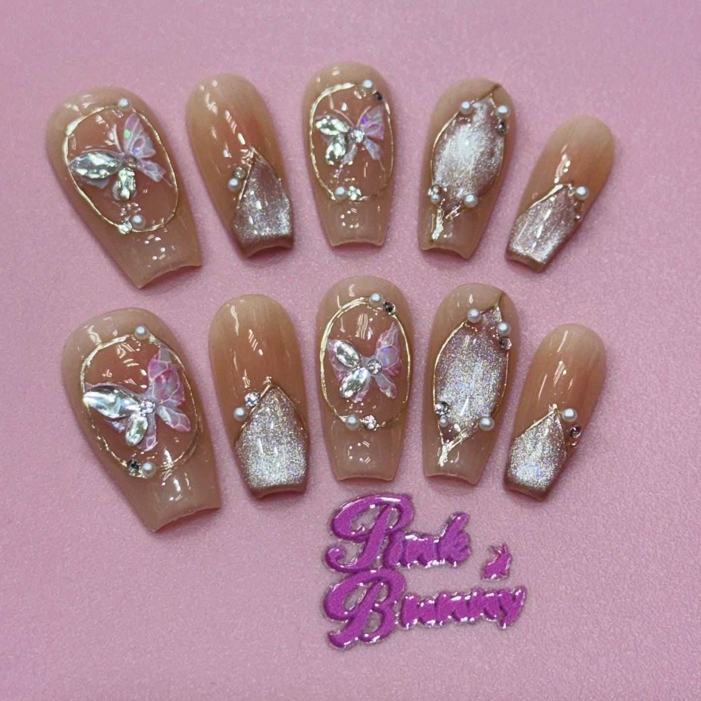Beige Silver Butterfly